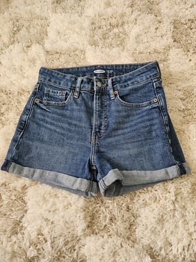 Old Navy Women's OG Short High Rise Dark Blue Rolled-Hem Denim Shorts
